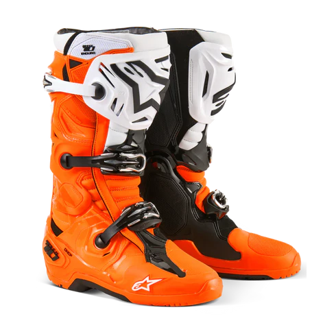 ALPINESTARS TECH 10 ENDURO BOOTS ORANGE BLACK WHITE